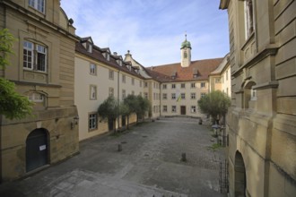 Courtyard with building from the Goethe-Institut, Schwäbisch Hall, Franconia, Baden-Württemberg,