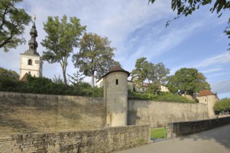 St. Salvator church tower, powder tower on the historic city wall, towers, city fortifications,