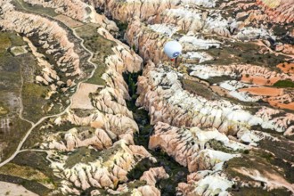 Balloon ride over fantastic tuff rock formations, Cappadocia, Turkey
