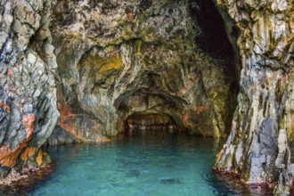 Rock formations and deep blue water in Scandola Nature Reserve, Corsica