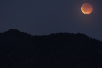 Full moon, blood moon, lunar eclipse, 2025, Upper Bavaria, Bavaria, Germany