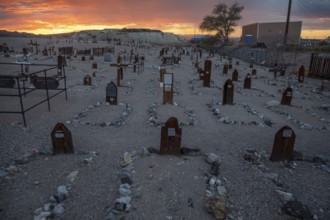 Tonopah, Nevada - Old Tonopah Cemetery at sunset