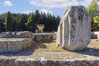 Upper terrace, remains of the temple of Asclepios, Asclepieion, Latin Aescupium, three terraces,