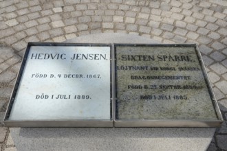 The grave of the love couple Danish circus artist Elvira Madigan or Hedvig Jensen and Swedish