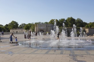 Water feature at King Milam Square, behind the fortress's Stambol Gate, Old Town, Niš, Serbia