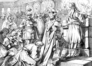 Judas and his brothers sacrifice on the rebuilt altar, First Book of the Maccabees, chapter 4,