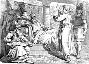 Joseph interprets the pharaoh's dreams, first book of Genesis, chapter 41, Nile, fat cows, grazing,