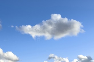 White Cumulus humilis cloud against blue sky, international