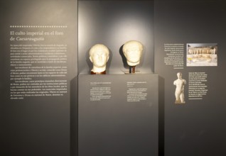 Imperial sculptures Museo del Foro de Caesaraugusta, Roman forum museum, Zaragoza, Aragon, Spain