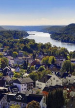 The Rhine seen from the Ulanendenkmal, Rhöndorf, Bad Honnef, Siebengebirge, North Rhine-Westphalia,