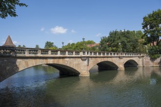 Maxbrücke over the Pegnitz River, Nuremberg, Middle Franconia, Franconia, Bavaria, Germany