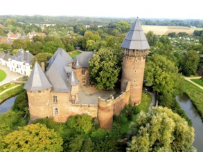Aerial view of Linn Krefeld Castle, North Rhine-Westphalia, Germany