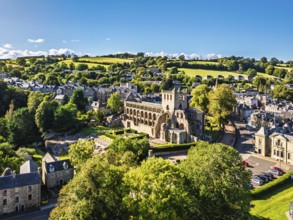 Jedburgh Abbey from a drone, Augustinian Abbey, Jedburgh, Scottish Borders, Scotland, UK
