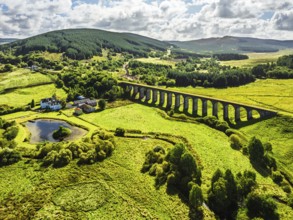 Shankend Viaduct from a drone, Hawick, Scottish Borders, Scotland, UK