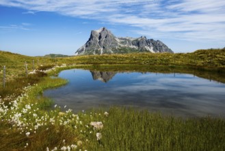 Mountain landscape and picturesque little lake, Saloberkopf, Widderstein, Warth, Bregenzerwald,