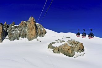 View from the Télécabine Panorama Railway to the Aiguille du Midi mountain station,