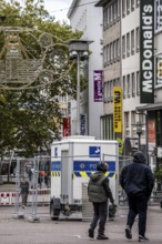 Police video surveillance at the Porsche pulpit, in front of the market church in downtown Essen,