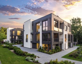 New modern block of flat, condo architecture, Residential apartment as a flat, luxury house