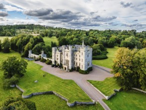 Duns Castle Estate and garden from a dron, Duns, Berwickshire, Scotland, UK