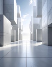 3d illustration of abstract modern architecture background, Minimal geometry architectural design,