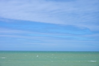 Wide sea under clear blue sky, Tuhawaiki Point Lighthouse or Jack's Point Lighthouse, Scarborough,