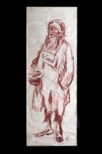 Original caricature, Berlin milieui from the 1940s, by artist Rudolf Führmann, 1909 to 1976,