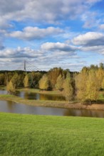 Wesel, Lower Rhine, North Rhine-Westphalia, Germany - autumn on the Lippe, trees with colorful