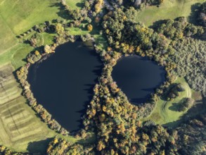 Aerial view of Lake Beech including Güttinger See, a swimming lake near Radolfzell am Lake