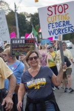 Detroit, Michigan USA - 18 October 2025 - A large crowd gathered for a 'No Kings' rally, protesting