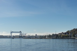 State capital Kiel, marina, shipyards, German Naval Yards, cranes, dry dock, Institute for World