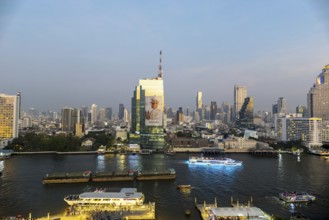 Panorama from IconSiam over Mae Chao Praya, Bangkok skyline, Thailand