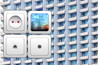 Symbolic image, power supply, lack of power lines, network security, energy transition, nuclear