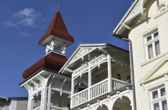 Spa architecture on Rügen, Sellin, Binz, Mecklenburg-Western Pomerania, Germany