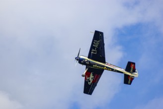 A Jakovlev Jak-55 with the registration LY-AGL during a flight demonstration as part of an air show