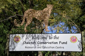 Sign at the entrance to the Field Conservation Centre and Reserve of the Cheetah Conservation Fund