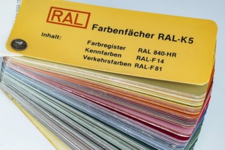 RAL colour fan. RAL colours are standardised colours from the RAL German Institute for Quality