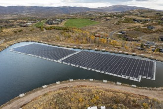Park City, Utah - Floating solar panels provide power for Mountain Regional Water. The solar array