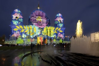 Berlin Cathedral, 21st BERLIN FESTIVAL OF LIGHTS, motto Let's Shine Together, light installations,