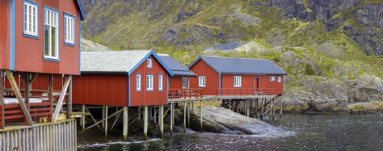 Scenic fishing village A in Lofoten Islands with authentic fishermen sheds and museum