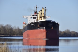 Cargo ship SANITA S in the Kiel Canal, Kiel Canal, Kiel Canal, Schleswig-Holstein, Germany