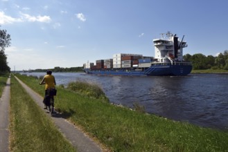 Container ship Kilia travelling through the Kiel Canal, NOK, Kielkanal, Kiel Canal,