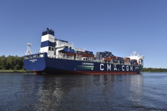 Container ship CAM CGM ERMITAGE sailing through the Kiel Canal, Kiel Canal, Kiel Canal,