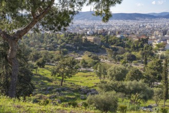 Agora and the Temple of Hephaestus in the Greek capital Athens, Greece