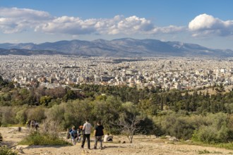 View from Philopappos Hill over the sea of houses in the Greek capital Athens, Greece