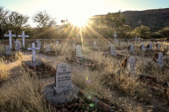 Graves at the German military cemetery at Waterberg, Otjozondjupa region, Namibia