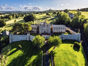 Jedburgh Castle from a drone, Jedburgh, Scottish Borders, Scotland, UK