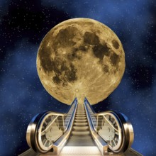 Symbolic image, escalator to the moon, universal promise of AI and AI. All-rounder for the internet