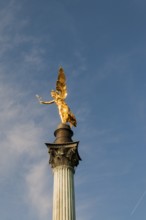 Angel of peace on the high banks of the Isar in Munich, commemorates 25 peaceful years after the