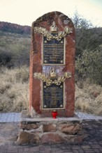 Memorial plaque at the German military cemetery at Waterberg, Otjozondjupa region, Namibia