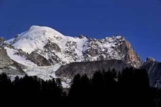 Snow-covered Aiguille Verte, Chamonix-Mont-Blanc, Haute-Savoie, France